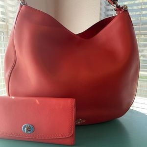 Coach Burnt orange should bag and matching wallet